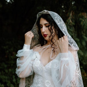 Oversized Hood Bridal Cape in Pink, Sparkly Fantasy Wedding Cloak with Sequins, Floor Length Hooded Fairy Cape, Celtic Wrap Costume with Bow