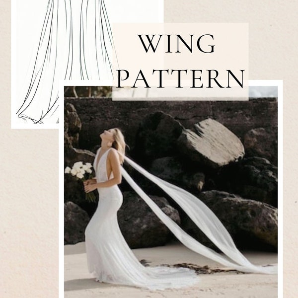 DIY Pattern for Chapel Length Wedding Wing Set, Make a Cathedral Shoulder Veil Tutorial, Easy Guide for Long Bridal Cape, No Sew Sleeves