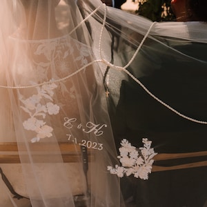 Personalized Filipino Unity Veil with Embroidery, Catholic Veil White Ceremony Veil Church Wedding, Keepsake Veil with Cord, Initials & Date
