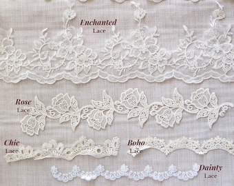 Lace Wedding Veil Samples, Soft Tulle Swatches, French Lace Venice Lace Chantilly Lace White Off White Light Ivory, Blush Bridal Veils Bride