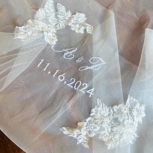 Catholic Unity Veil, Monogram Embroidered Initials + Wedding Date, Personalized Gift for Couple White Ceremony Veil Filipino Church Wedding