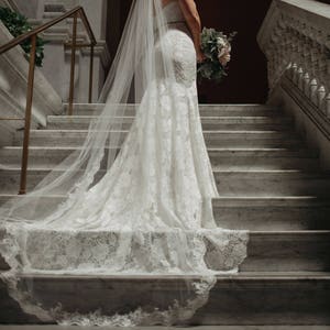 Lace Cathedral Veil, Ivory Veil, Cathedral Bridal Veil, Cathedral Wedding Veil - Chapel Length Veil Ivory Cathedral Veil Single Layer Veil