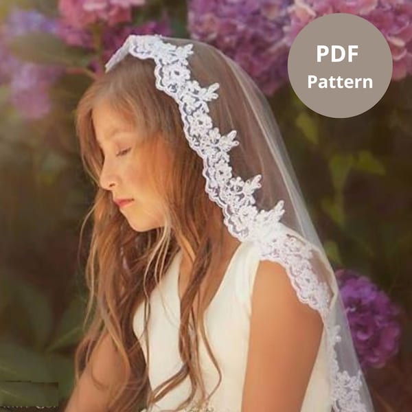 DIY First Holy Communion Veil for Girls, Make your own Lace Mantilla Mass Veil for Children, Easy Sewing Pattern Tutorial, Catholic Church