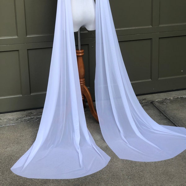 Detachable Silk Wedding Wings Wedding Cape Veil Cathedral Length Long Veil Alternative Sleeves White Ivory Bridal Cape Shoulder Tulle Wing