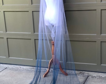 Something Blue Ombré Dyed Wedding Cape Veil, Dark Blue Draped Veil, Grecian  Goddess Bridal Cape Long Veil Soft White Cover-up Wrap Bride