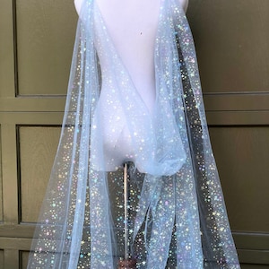 Light Blue Celestial Star Draped Wedding Cape Veil Sparkly - Etsy