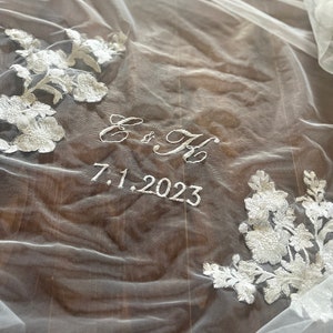 Catholic Unity Veil, Monogram Embroidered Initials Wedding Date ...