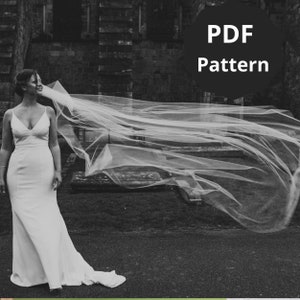 DIY Cathedral Length Wedding Veil Pattern, Easy Wedding Veil Tutorial, Long Veil with Comb, No Sew Veil, Simple Ivory Cut Edge Bridal Veil