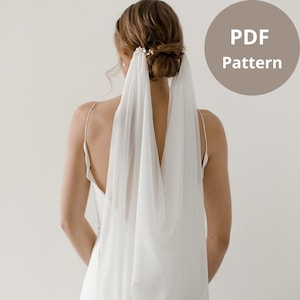 Pattern for Boho Draped Wedding Veil for Hair, DIY Wedding Cape Veil Tutorial, Long Cathedral Veil, No Sew Long Bridal Veil, Grecian Costume