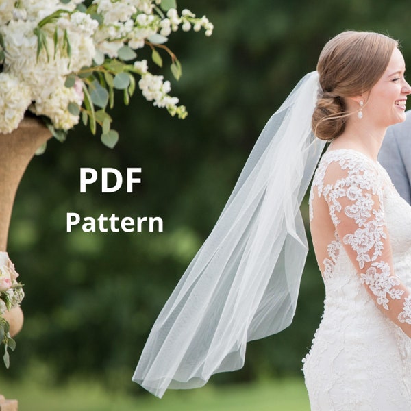 Simple Fingertip Length Wedding Veil Pattern, DIY Wedding Veil Tutorial, Mid-Length Veil with Comb, No Sew Veil, Ivory Cut Edge Bridal Veil