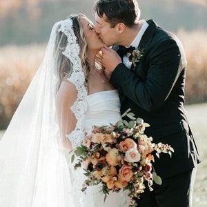 Ivory Mantilla Cathedral Length Veil, Mexican Long Bridal Veil 120&#39;&#39;