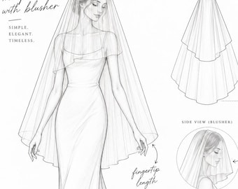 DIY Cathedral Drop Bridal Veil Pattern, Make your own Simple Blusher Wedding Veil, Sewing Project, Easy Veil Tutorial