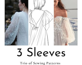 Trio of Sleeve Sewing Patterns, DIY Puffy Sleeves Bundle, Long and