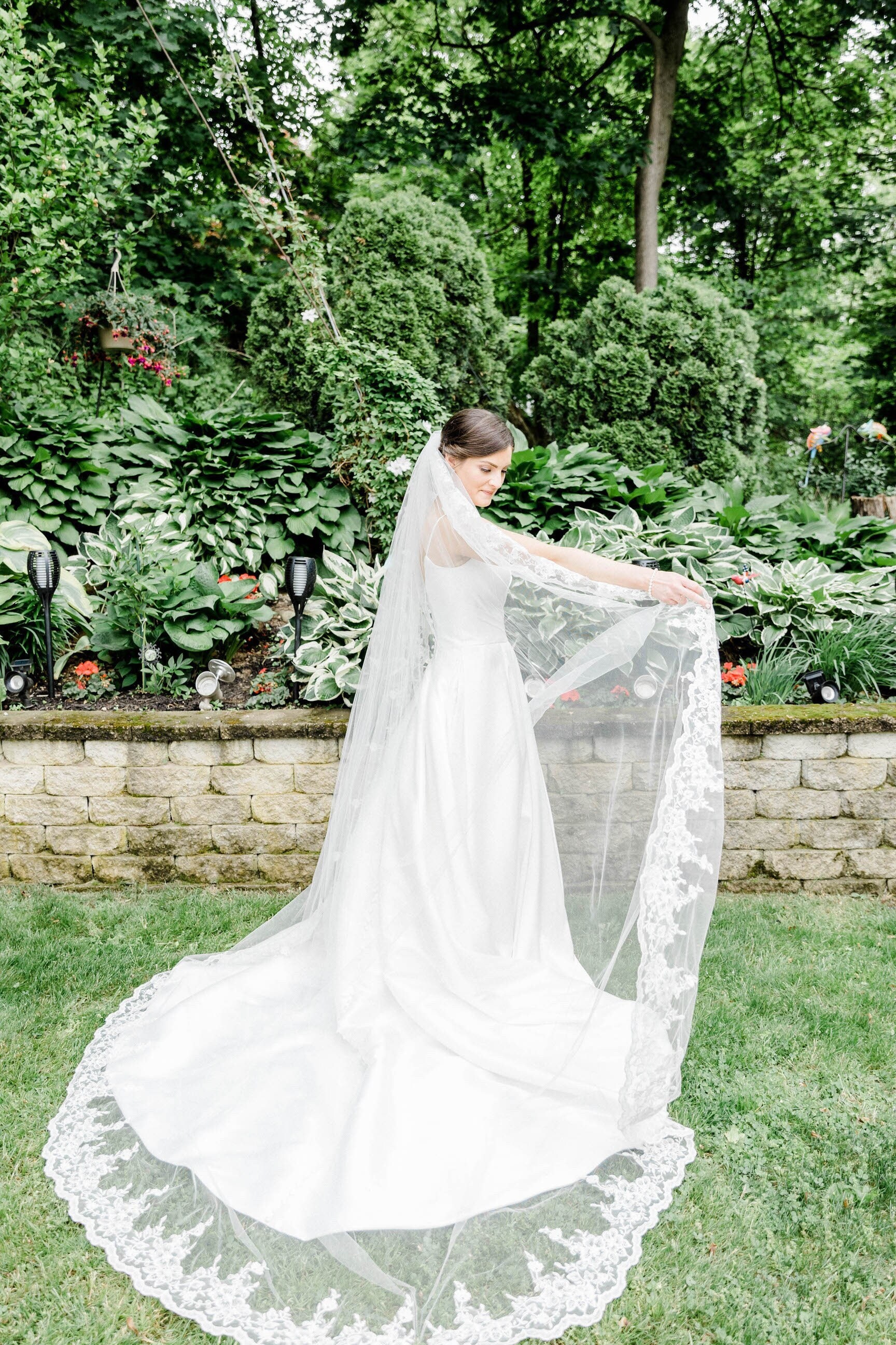 One Blushing Bride Extra Long Royal Wedding Veil, Single Tier Raw Edge Bridal Veil Light Ivory / Cathedral 108