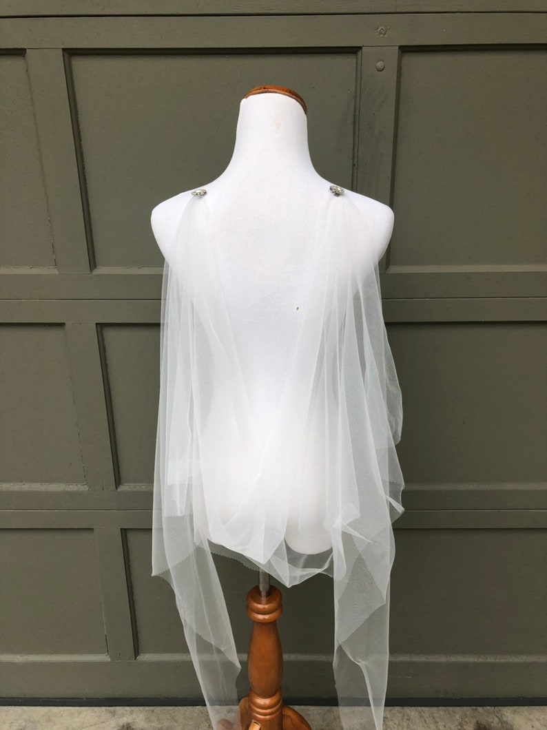 Diamond White Draped Wedding Cape Veil off White Bridal Cape - Etsy