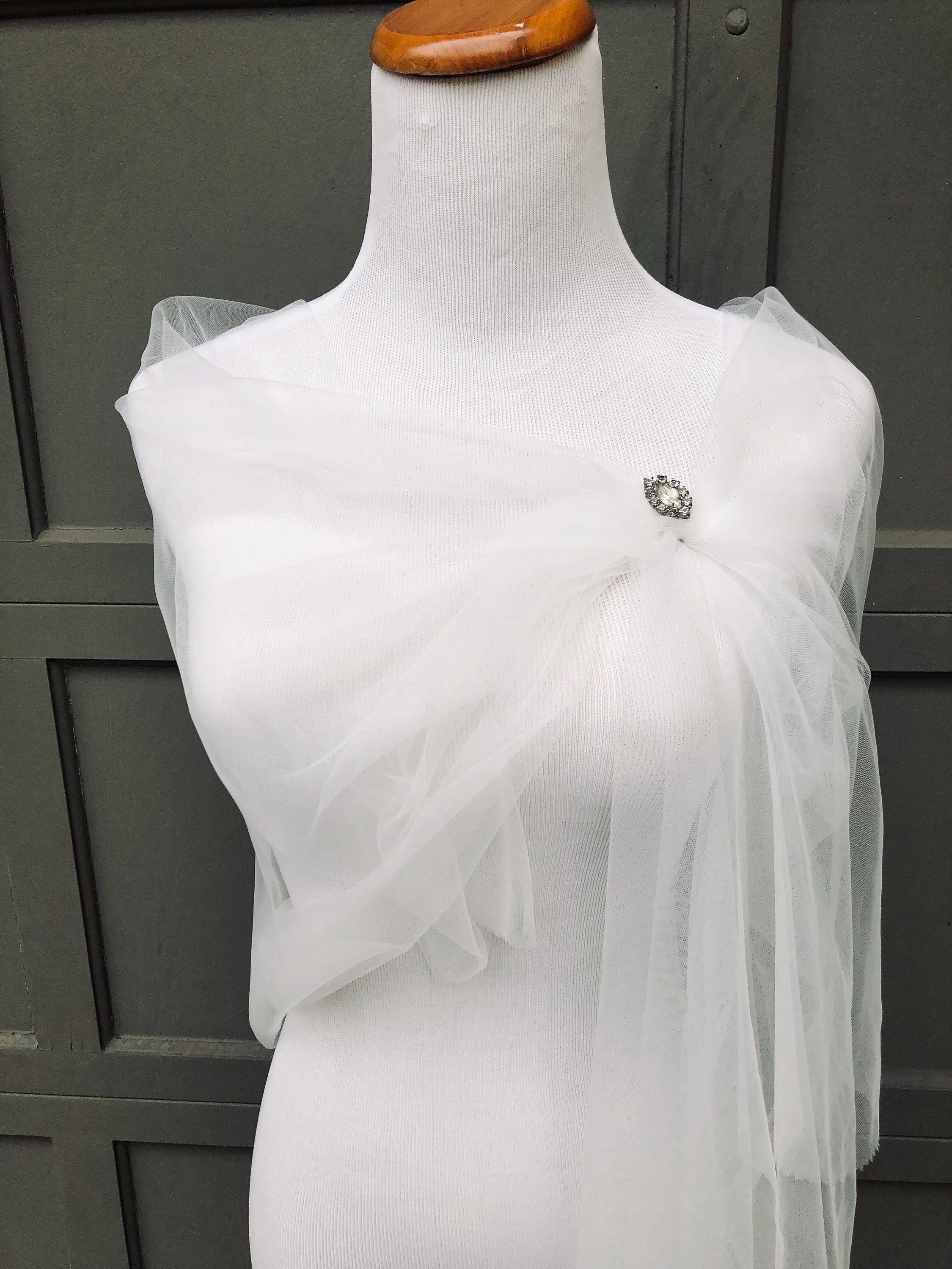 Diamond White Draped Wedding Cape Veil Off White Bridal Cape | Etsy