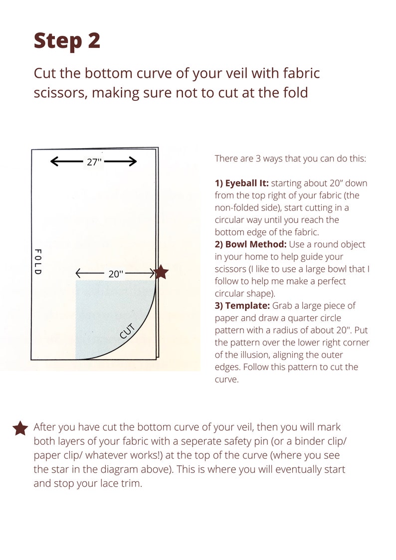 DIY Mantilla Bridal Veil, Make your own Fingertip Length Lace Wedding Veil Sewing Pattern, Easy Church Veil Tutorial, How to Sew Instruction image 2