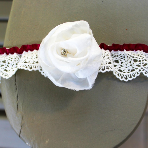 RESERVED FOR LIZA: Bridal Lace Garter -Lace Wedding Garter, Christmas Bridal Garter Ivory Garter Lace Garter Wedding Red Garter Belt