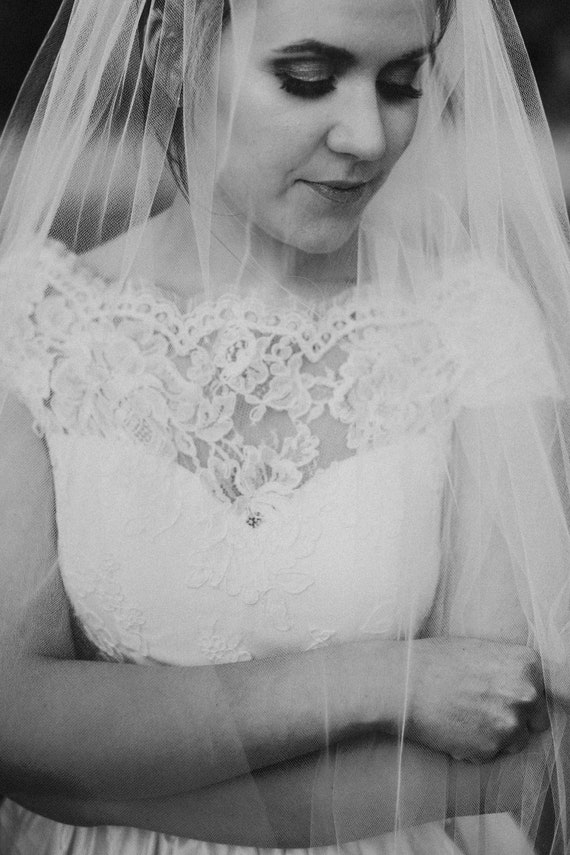 lace cathedral veil with blusher