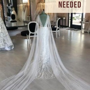 DIY Pattern for Chapel Length Wedding Wing Set, Make a Cathedral Shoulder Veil Tutorial, Easy Guide for Long Bridal Cape, No Sew Sleeves image 8