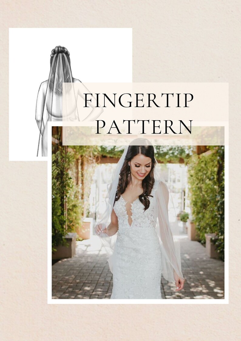 Easy Fingertip Length Wedding Veil Pattern No Sewing Machine Needed DIY Bridal Veil Tutorial for mother of bride, Veil with Comb, Raw Hem image 1