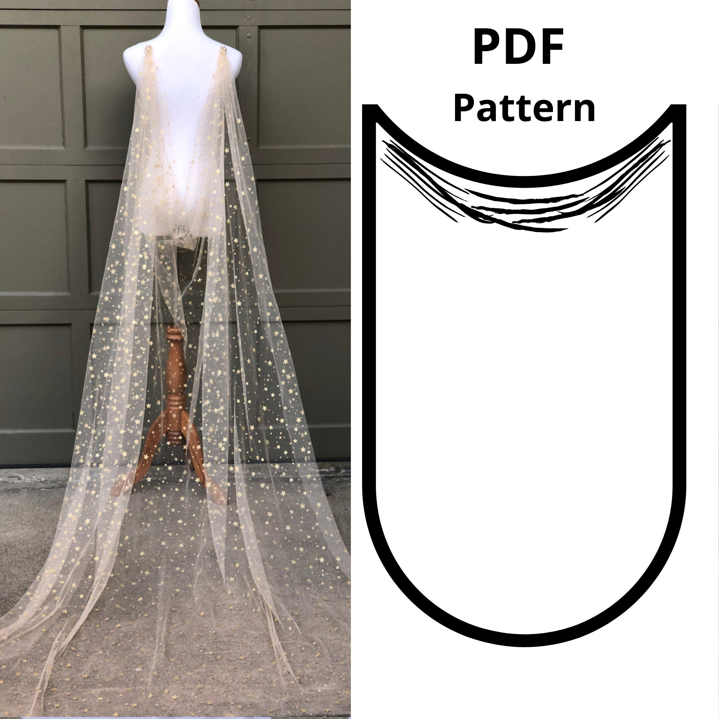 Pattern for Grecian Draped Wedding Cape Veil DIY Wedding Cape image