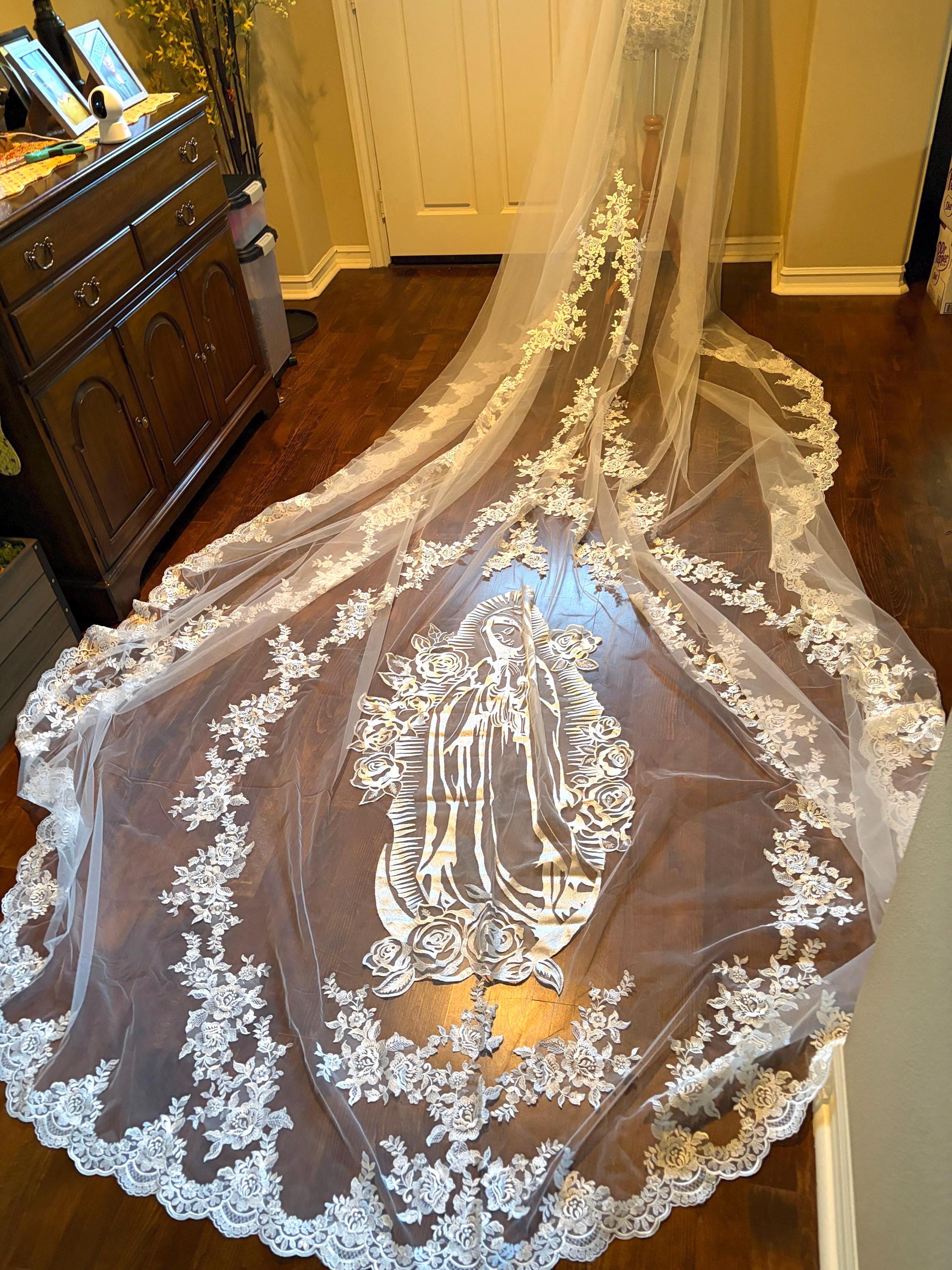 Custom Embroidered Virgin of Guadalupe Cathedral Wedding Veil, Kim