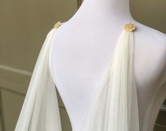 Pattern for Grecian Draped Wedding Cape Veil, DIY Wedding Cape Tutorial, Long Cathedral Cape, No Sew Shoulder Bridal Cape, Medieval Cloak