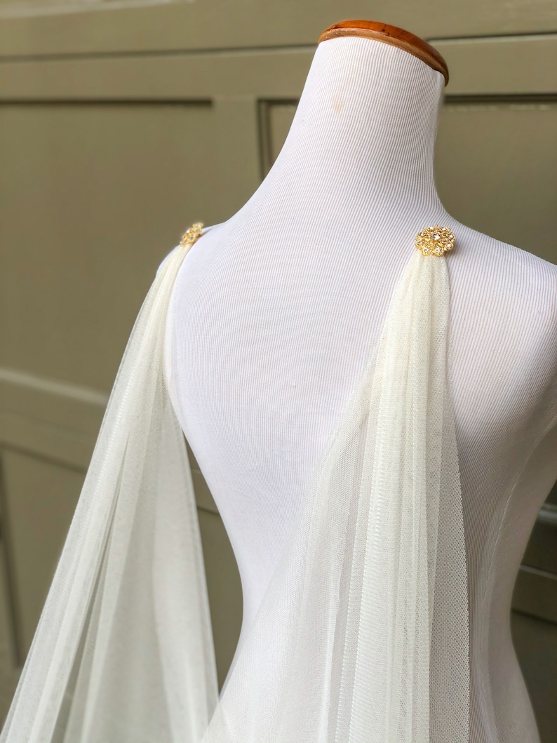 Pattern for Grecian Draped Wedding Cape Veil, DIY Wedding Cape Tutorial, Long Cathedral Cape, No Sew Shoulder Bridal Cape, Medieval Cloak image 2