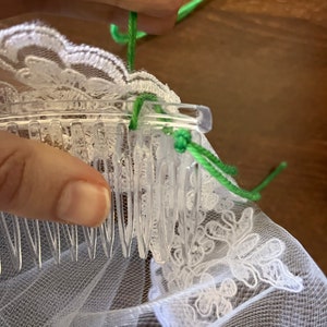 DIY Mantilla Bridal Veil, Make your own Fingertip Length Lace Wedding Veil Sewing Pattern, Easy Church Veil Tutorial, How to Sew Instruction image 4