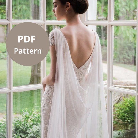 Pattern for Grecian Draped Wedding Cape Veil DIY Wedding Cape