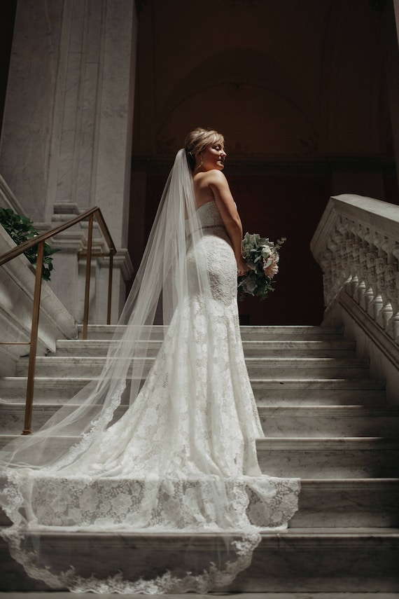 Ivory Beaded Veils, Chapel Length| Roberta