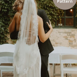 DIY Mantilla Bridal Veil, Make your own Fingertip Length Lace Wedding Veil Sewing Pattern, Easy Church Veil Tutorial, How to Sew Instruction image 3