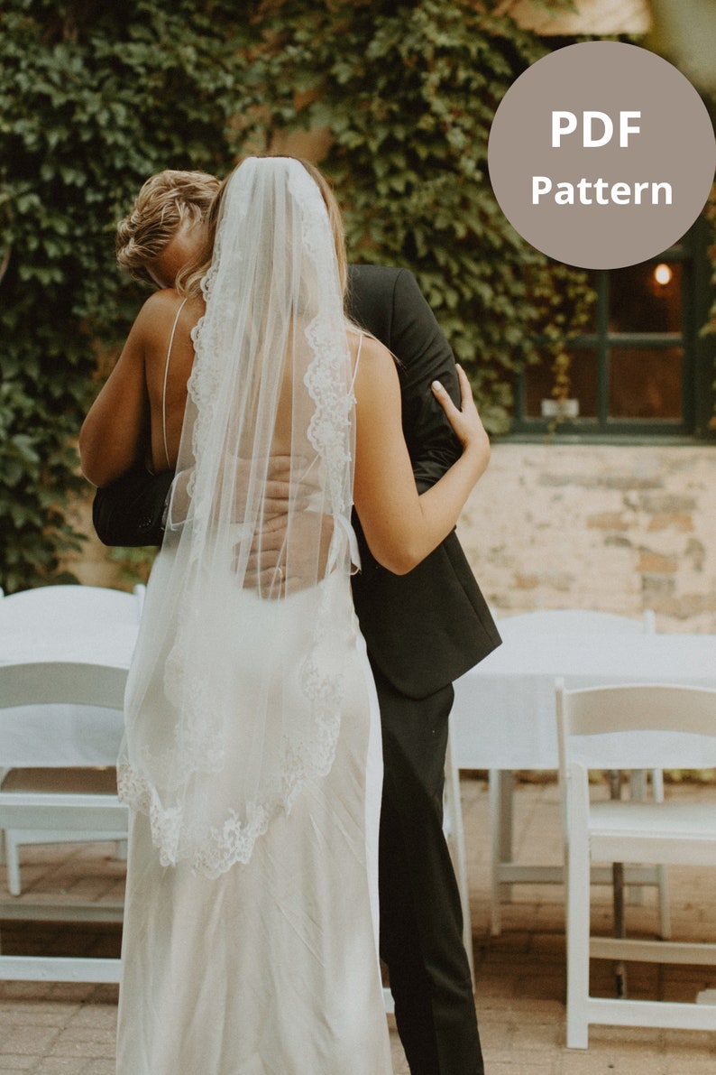 DIY Mantilla Bridal Veil, Make your own Fingertip Length Lace Wedding Veil Sewing Pattern, Easy Church Veil Tutorial, How to Sew Instruction image 3