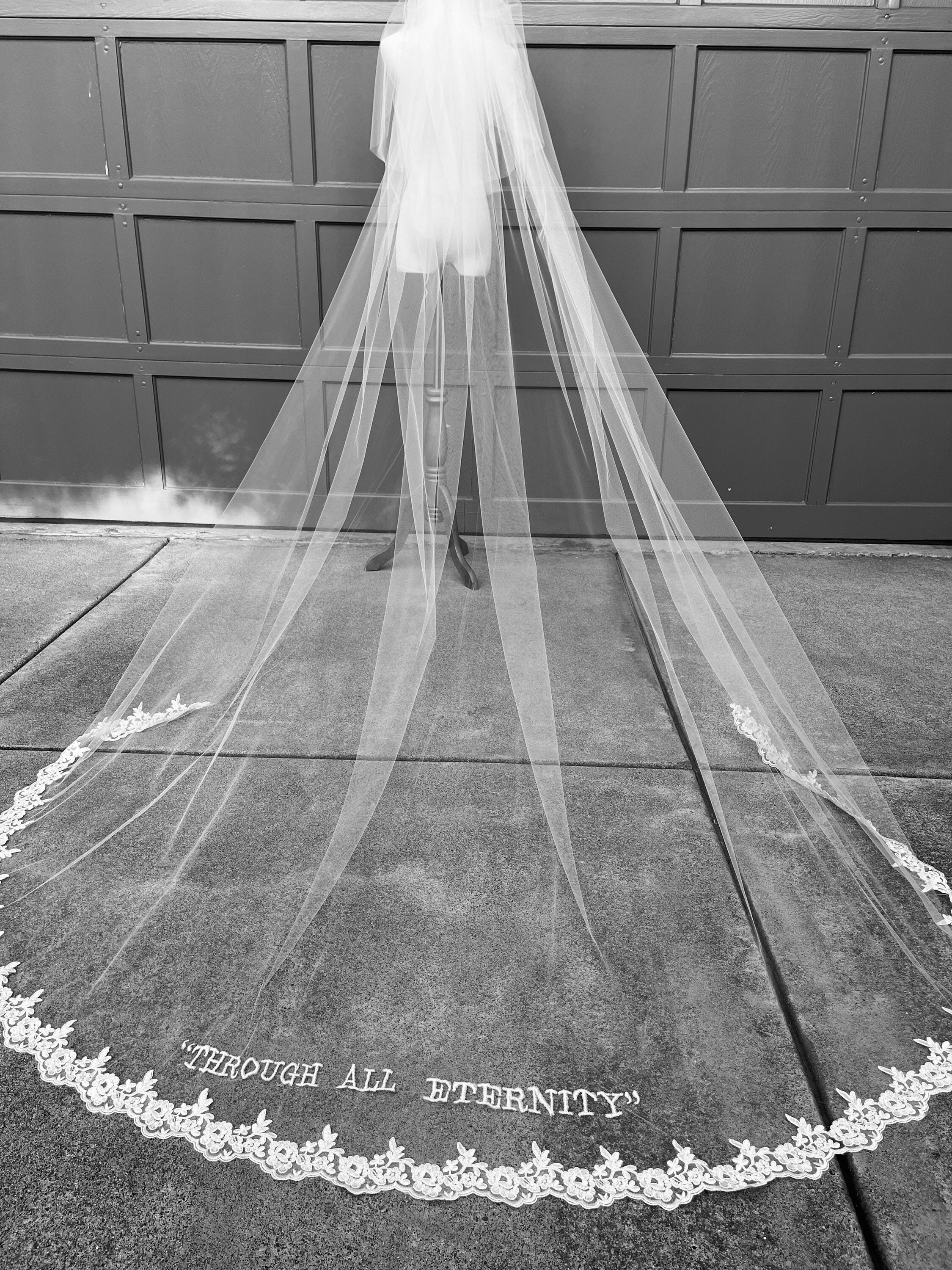 Hailey Bieber Inspired  Rhinestone Veil Hailey Bieber Cathedral Wedding Veil Til Death Do Us Part  main image 3