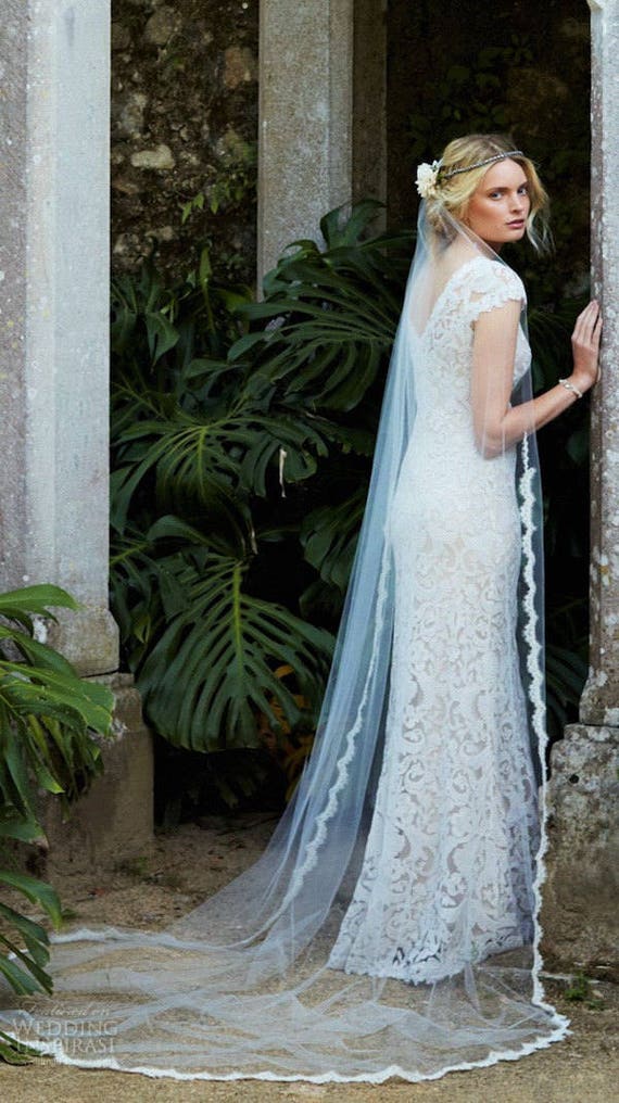 Ivory Lace Wedding Veil Cathedral Wedding Veil White Bridal Veil