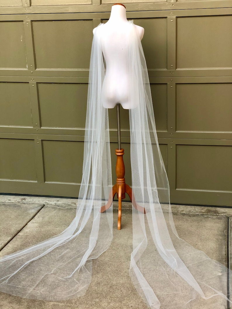 DIY Pattern for Chapel Length Wedding Wing Set, Make a Cathedral Shoulder Veil Tutorial, Easy Guide for Long Bridal Cape, No Sew Sleeves image 4