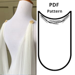 Pattern for Grecian Draped Wedding Cape Veil, DIY Wedding Cape Tutorial, Long Cathedral Cape, No Sew Shoulder Bridal Cape, Medieval Cloak