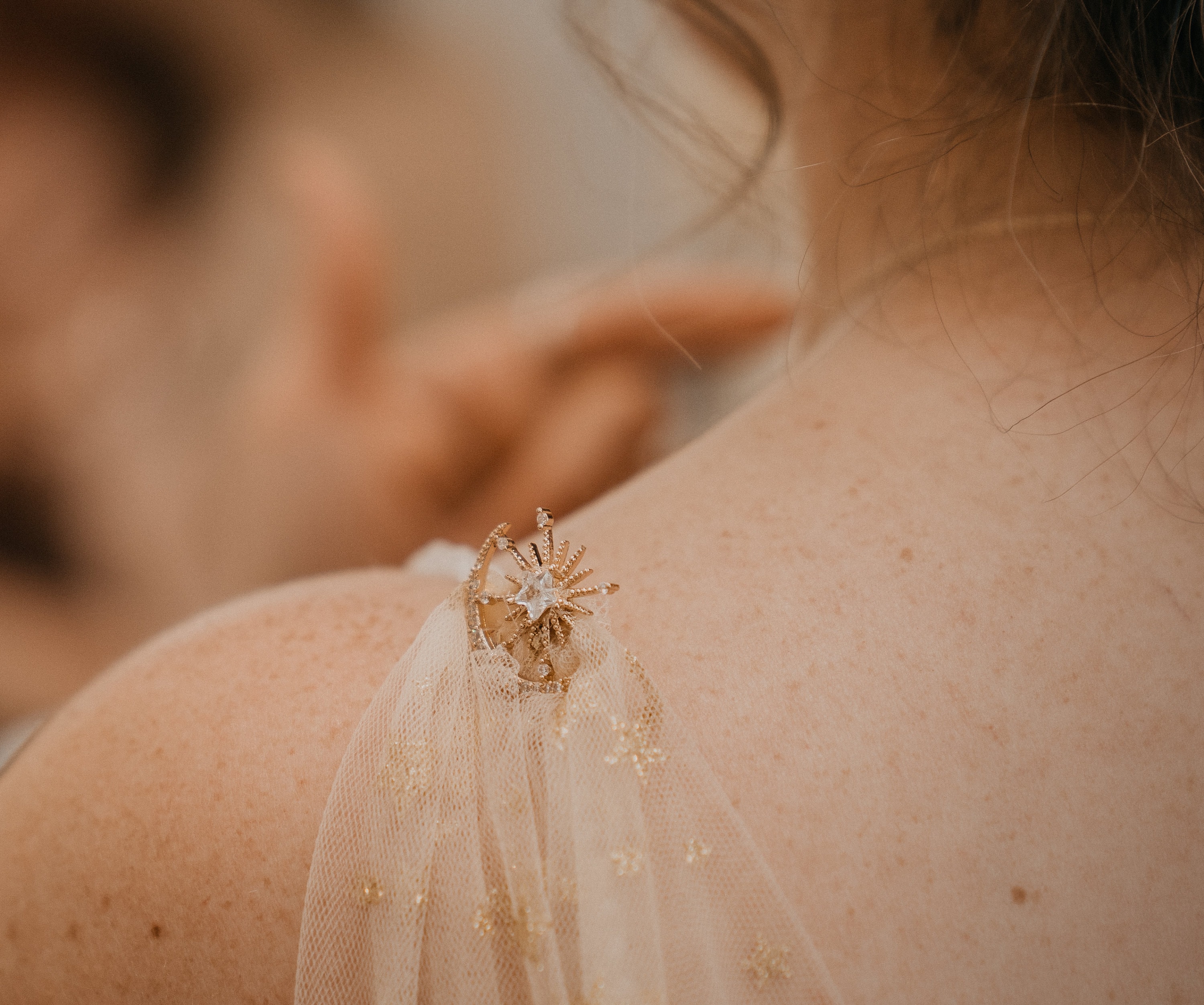 Gold Star Celestial Draped Wedding Cape Veil, Bridal Cape Beaded…