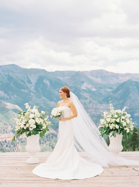 Cut Edge Illusion 1 Tier Cathedral Veil Wedding Veil Long Veil