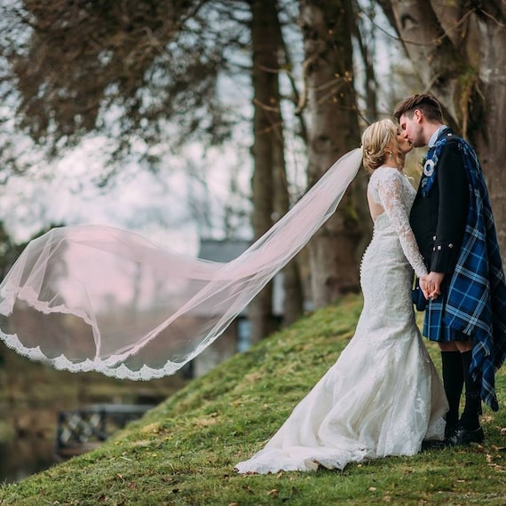 Beaded Long Royal Cathedral Wedding Veil CHARLOTTE