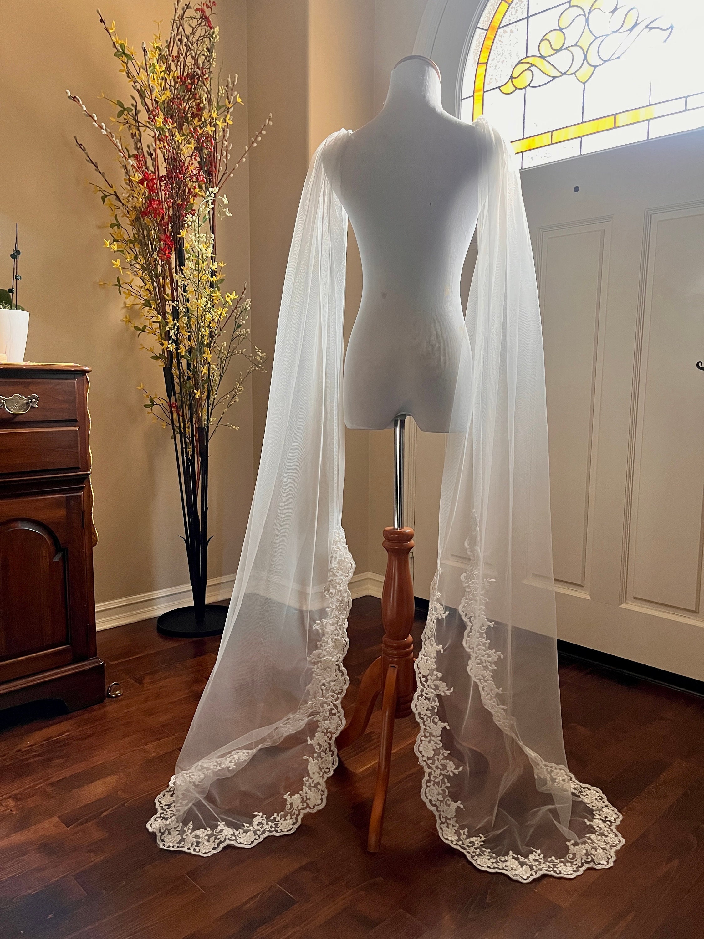 veils for long sleeve wedding dresses Removable Sleeve Set for Wedding Dress, Detachable Lace Floor Length Shoulder Veil, Tulle Wing Set, Arm Cover-Up, Bridal Wings Long Sheer