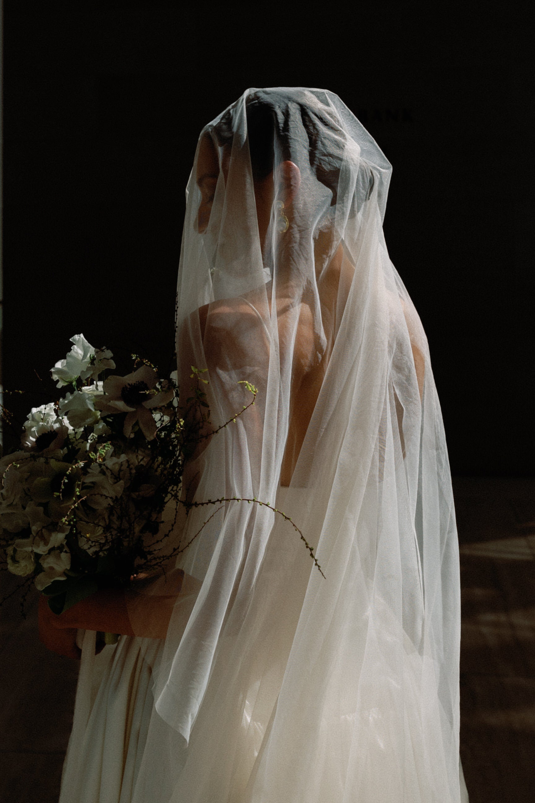 Diamond White Italian Silk Drop Wedding Veil, Cathedral Veil 