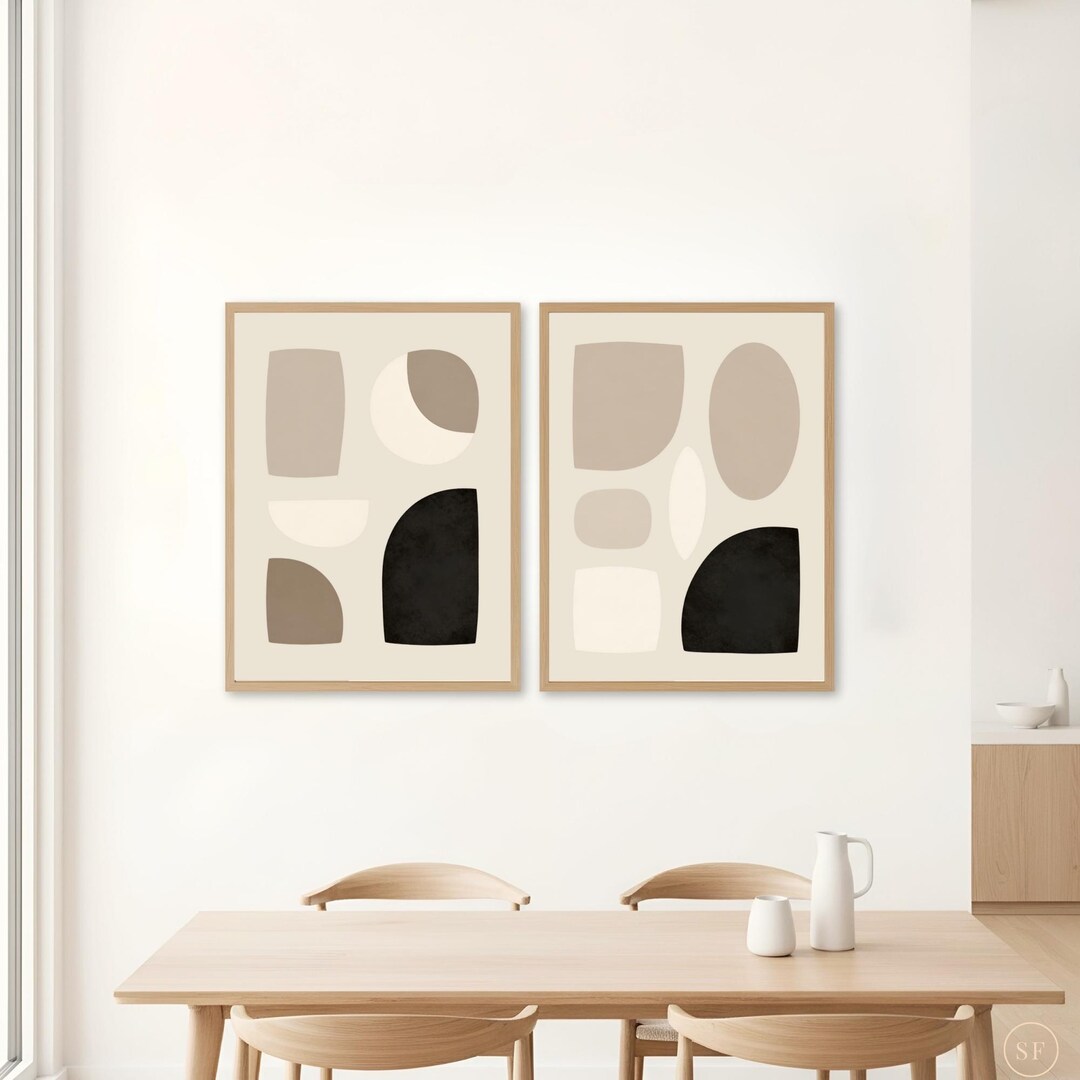 Abstract Neutral Wall Art Set of 2, Beige Minimalist Printable, Modern ...