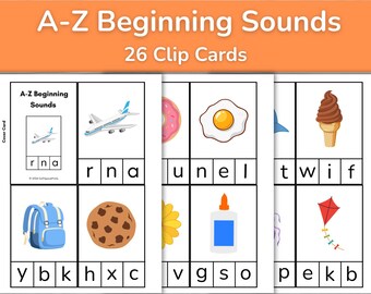Beginning Sounds Clip Cards | A-Z Alphabet Matching Activity | Early Learners