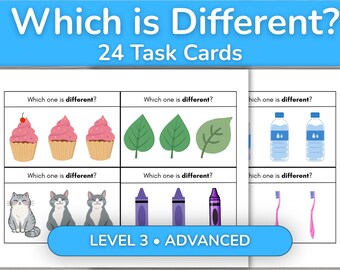 Which is Different? Task Cards Level 3 | 24 Printable Cards | Visual ...