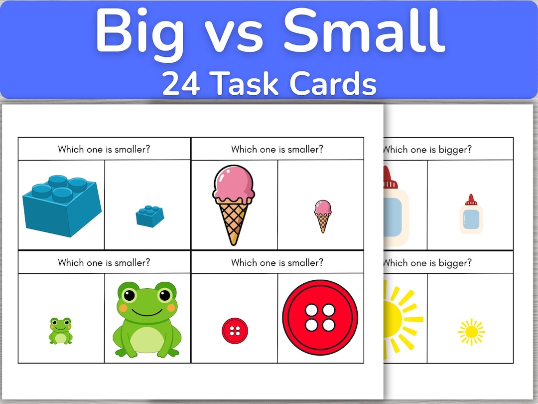 Big Vs Small Task Cards | 24 Printable Cards | Size Discrimination - Etsy
