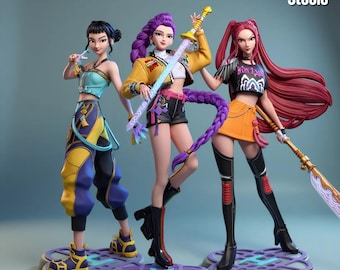 KPOP Demon Hunter STL Pack, 3 Model Bundle, Rumi Zoey Mira, 3D Print File, 1/7 Scale Statue, Waifu STL, Anime Figure, Streetwear
