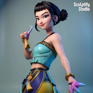 Rumi with sword Zoey with daggers Mira with glaive STL pack