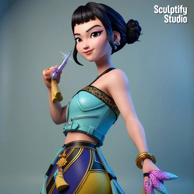 Rumi with sword Zoey with daggers Mira with glaive STL pack